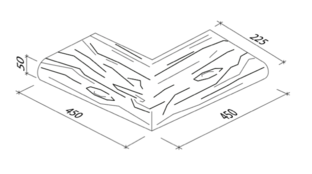 Rohový vonkajší 45/22,5x45/22,5x5 cm