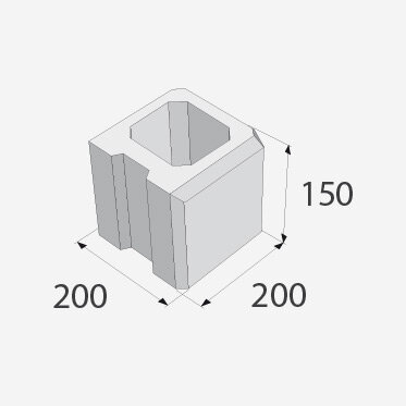 SIMPLE BLOCK tvarovka ukončujúca polovičná HX 3/20/AF hladký sivý